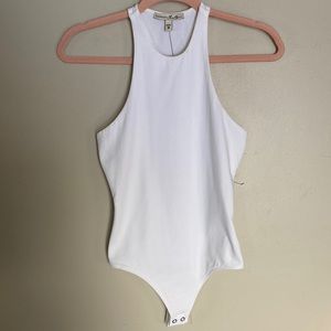 Express High Neck Racerback Bodysuit - White - XS